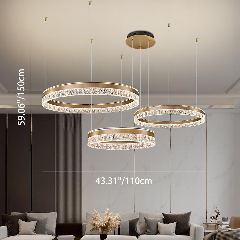 Modern Luxury Circle Acrylic Aluminum LED Chandelier for Living Room