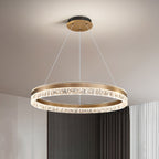 Modern Luxury Circle Acrylic Aluminum LED Chandelier for Living Room BulbSquare