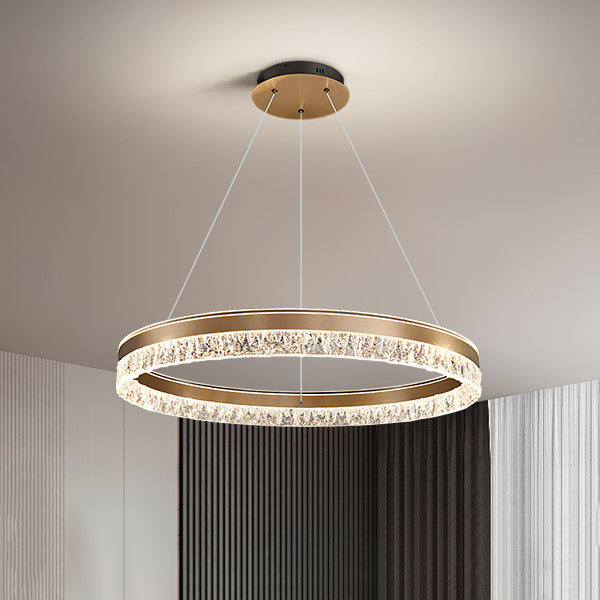 Modern Luxury Circle Acrylic Aluminum LED Chandelier for Living Room