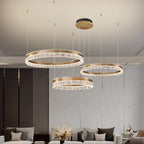 Modern Luxury Circle Acrylic Aluminum LED Chandelier for Living Room BulbSquare