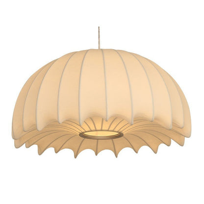 Contemporary Creative Round Jellyfish Iron Artificial Silk 1-Light Pendant Light For Living Room