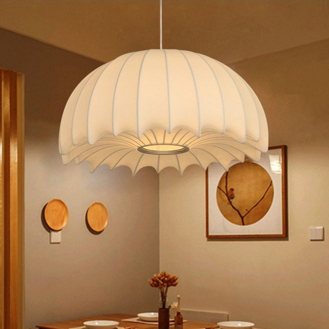 Contemporary Creative Round Jellyfish Iron Artificial Silk 1-Light Pendant Light For Living Room
