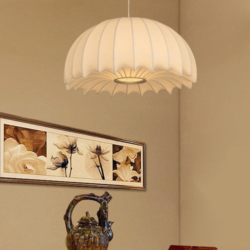 Contemporary Creative Round Jellyfish Iron Artificial Silk 1-Light Pendant Light For Living Room