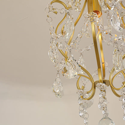 Contemporary Luxury Bent Crystal Draping Iron Glass 1-Light Pendant Light For Living Room