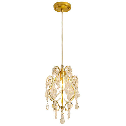 Contemporary Luxury Bent Crystal Draping Iron Glass 1-Light Pendant Light For Living Room