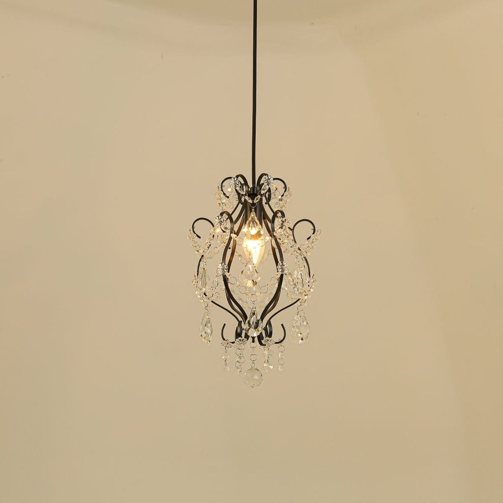 Contemporary Luxury Bent Crystal Draping Iron Glass 1-Light Pendant Light For Living Room