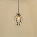 Contemporary Luxury Bent Crystal Draping Iron Glass 1-Light Pendant Light For Living Room