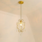 Contemporary Luxury Bent Crystal Draping Iron Glass 1-Light Pendant Light For Living Room