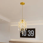 Contemporary Luxury Bent Crystal Draping Iron Glass 1-Light Pendant Light For Living Room