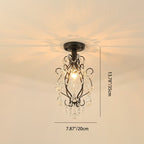 Modern Luxury Beaded Crystal Bent Iron Glass 1-Light Semi-Flush Mount Ceiling Light For Hallway