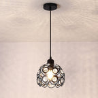 Contemporary Creative Iron Aluminum Crystal Hollow Round Globe Shape 1-Light Pendant Light For Living Room