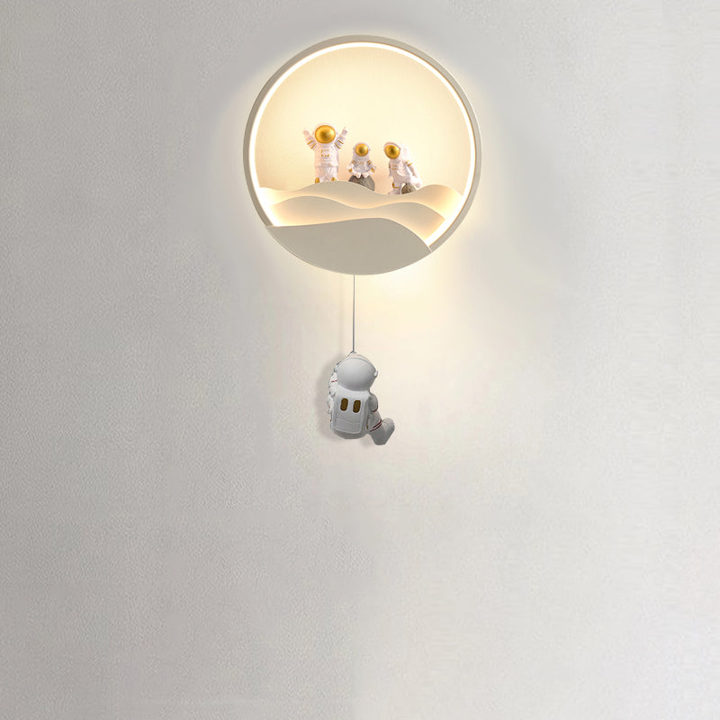 Lumendat Contemporary Creative Kids Astronaut Rotating Lunar Eclipse Silicone Resin Aluminum LED Wall Sconce Lamp For Bedroom Lumendat