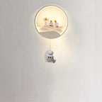 Lumendat Contemporary Creative Kids Astronaut Rotating Lunar Eclipse Silicone Resin Aluminum LED Wall Sconce Lamp For Bedroom Lumendat