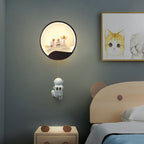 Lumendat Contemporary Creative Kids Astronaut Rotating Lunar Eclipse Silicone Resin Aluminum LED Wall Sconce Lamp For Bedroom Lumendat