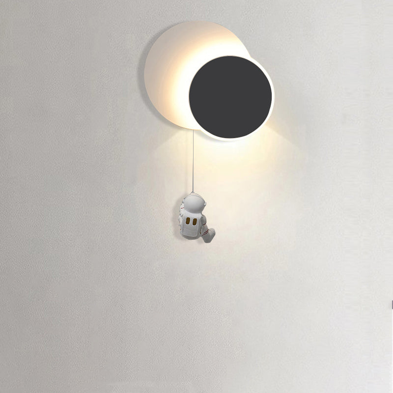 Lumendat Contemporary Creative Kids Astronaut Rotating Lunar Eclipse Silicone Resin Aluminum LED Wall Sconce Lamp For Bedroom Lumendat