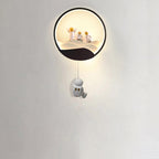 Lumendat Contemporary Creative Kids Astronaut Rotating Lunar Eclipse Silicone Resin Aluminum LED Wall Sconce Lamp For Bedroom Lumendat