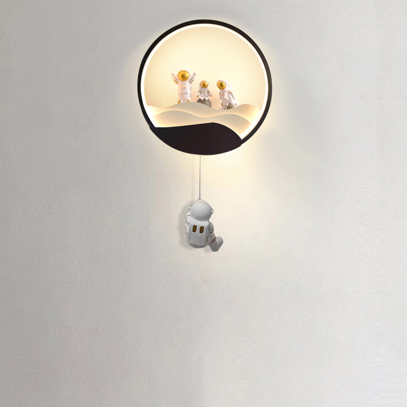 Lumendat Contemporary Creative Kids Astronaut Rotating Lunar Eclipse Silicone Resin Aluminum LED Wall Sconce Lamp For Bedroom Lumendat