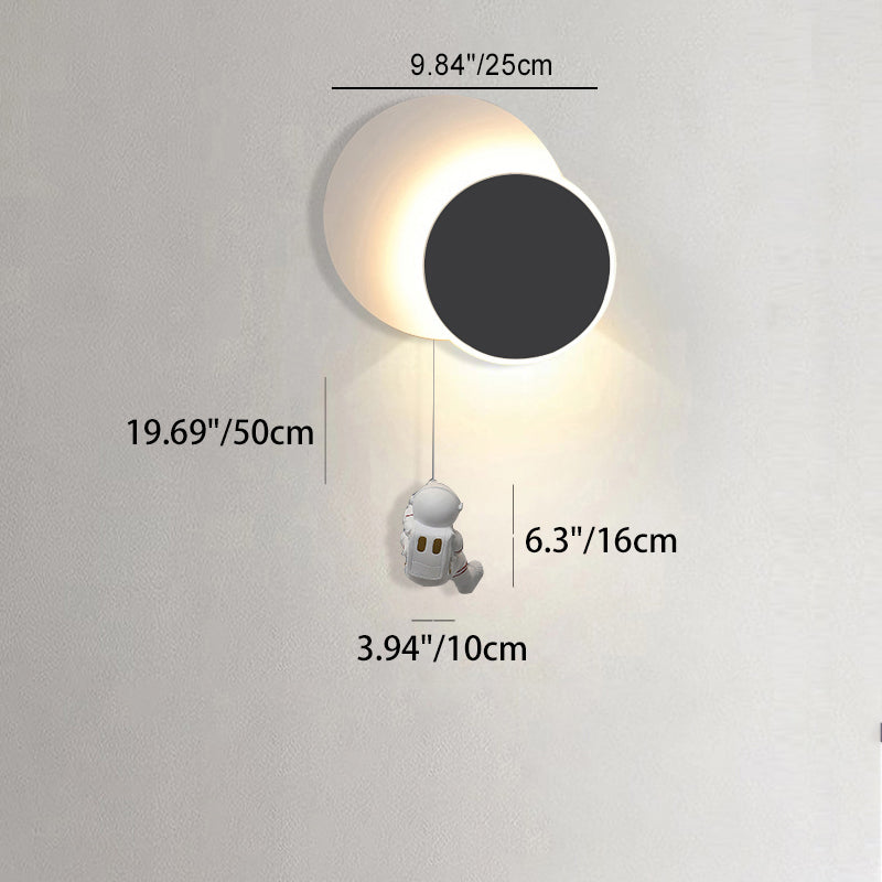 Lumendat Contemporary Creative Kids Astronaut Rotating Lunar Eclipse Silicone Resin Aluminum LED Wall Sconce Lamp For Bedroom Lumendat