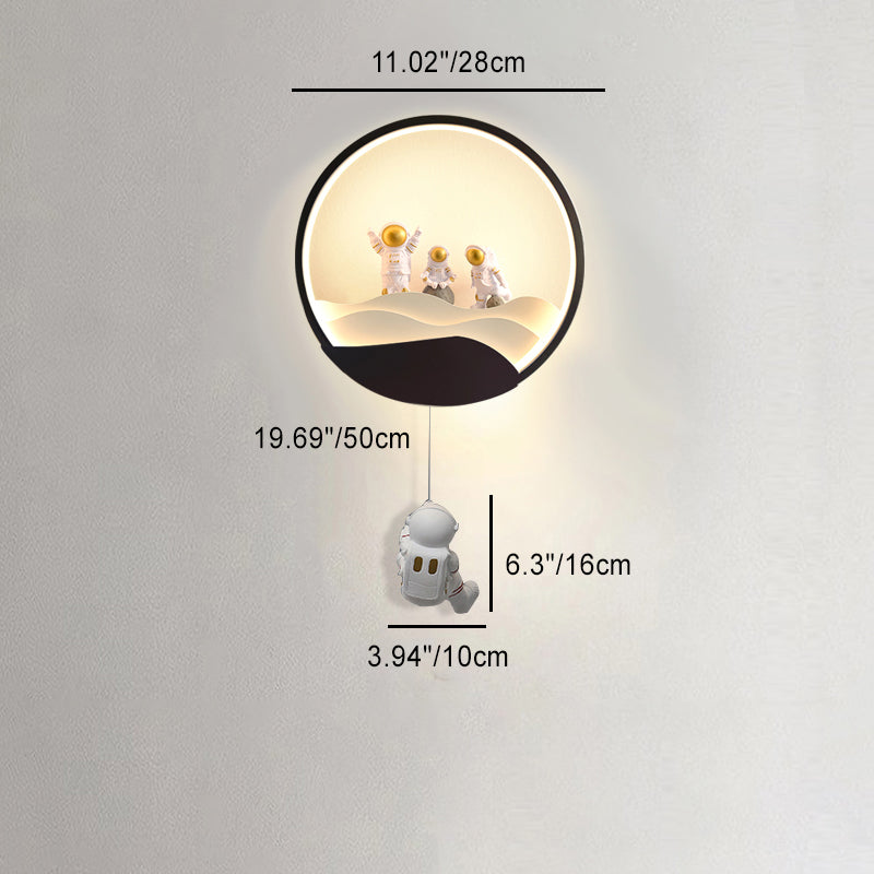 Lumendat Contemporary Creative Kids Astronaut Rotating Lunar Eclipse Silicone Resin Aluminum LED Wall Sconce Lamp For Bedroom Lumendat