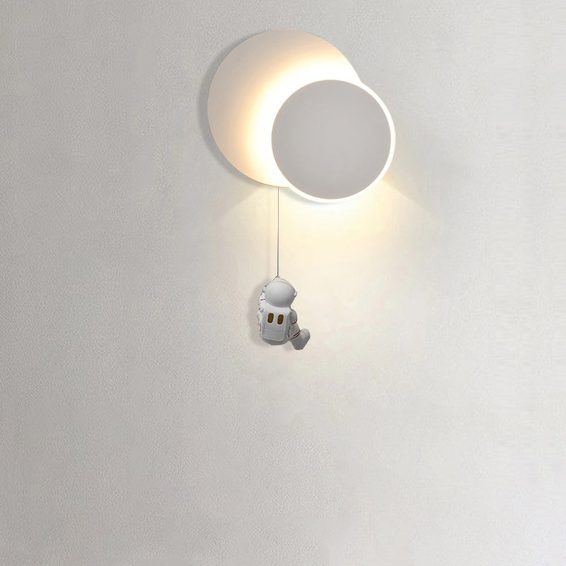 Lumendat Contemporary Creative Kids Astronaut Rotating Lunar Eclipse Silicone Resin Aluminum LED Wall Sconce Lamp For Bedroom Lumendat