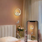 Lumendat Contemporary Creative Kids Astronaut Rotating Lunar Eclipse Silicone Resin Aluminum LED Wall Sconce Lamp For Bedroom Lumendat