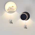 Lumendat Contemporary Creative Kids Astronaut Rotating Lunar Eclipse Silicone Resin Aluminum LED Wall Sconce Lamp For Bedroom Lumendat