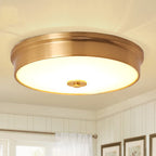 Modern Luxury Round Brass Glass LED Flush Mount Ceiling Light For Living Room