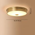 Modern Luxury Round Brass Glass LED Flush Mount Ceiling Light For Living Room