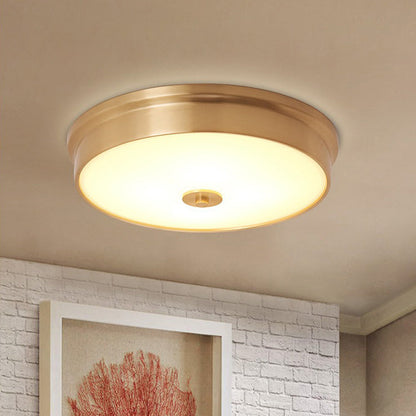 Modern Luxury Round Brass Glass LED Flush Mount Ceiling Light For Living Room