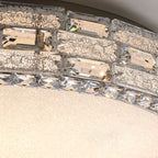 Modern Luxury Round Acrylic Stainless Steel Crystal LED Flush Mount Ceiling Light For Living Room