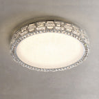 Modern Luxury Round Acrylic Stainless Steel Crystal LED Flush Mount Ceiling Light For Living Room