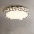 Modern Luxury Round Acrylic Stainless Steel Crystal LED Flush Mount Ceiling Light For Living Room