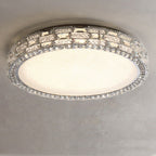 Modern Luxury Round Acrylic Stainless Steel Crystal LED Flush Mount Ceiling Light For Living Room
