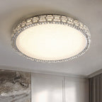 Modern Luxury Round Acrylic Stainless Steel Crystal LED Flush Mount Ceiling Light For Living Room