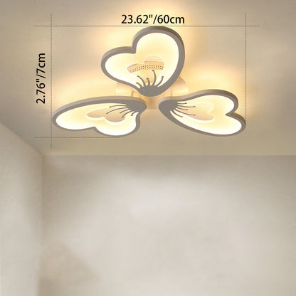 Contemporary Nordic Round Petal Windmill Leaf Shaped Hardware Acrylic LED Semi-Flush Mount Ceiling Light For Bedroom
