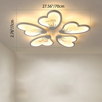 Contemporary Nordic Round Petal Windmill Leaf Shaped Hardware Acrylic LED Semi-Flush Mount Ceiling Light For Bedroom