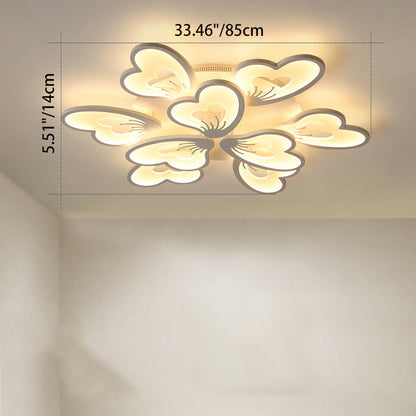 Contemporary Nordic Round Petal Windmill Leaf Shaped Hardware Acrylic LED Semi-Flush Mount Ceiling Light For Bedroom