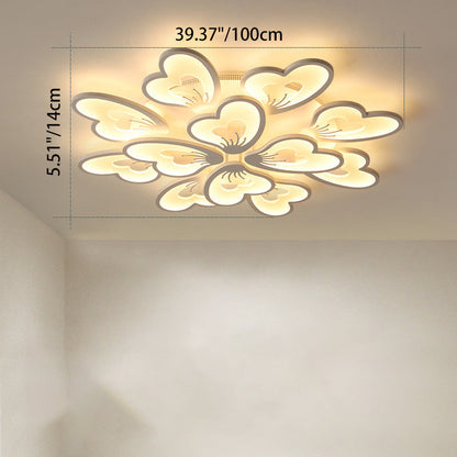 Contemporary Nordic Round Petal Windmill Leaf Shaped Hardware Acrylic LED Semi-Flush Mount Ceiling Light For Bedroom