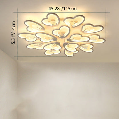 Contemporary Nordic Round Petal Windmill Leaf Shaped Hardware Acrylic LED Semi-Flush Mount Ceiling Light For Bedroom