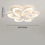 Contemporary Nordic Round Petal Windmill Leaf Shaped Hardware Acrylic LED Semi-Flush Mount Ceiling Light For Bedroom