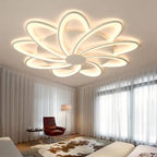 Contemporary Nordic Round Petal Windmill Leaf Shaped Hardware Acrylic LED Semi-Flush Mount Ceiling Light For Bedroom
