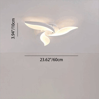 Contemporary Nordic Round Petal Windmill Leaf Shaped Hardware Acrylic LED Semi-Flush Mount Ceiling Light For Bedroom