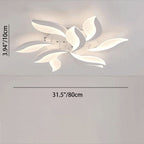 Contemporary Nordic Round Petal Windmill Leaf Shaped Hardware Acrylic LED Semi-Flush Mount Ceiling Light For Bedroom