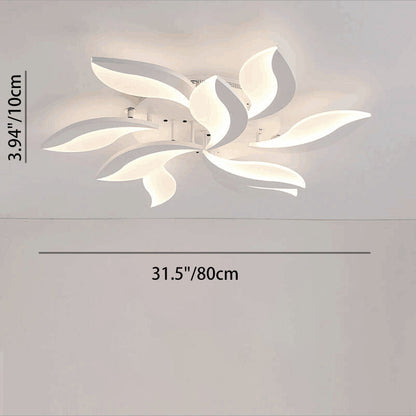 Contemporary Nordic Round Petal Windmill Leaf Shaped Hardware Acrylic LED Semi-Flush Mount Ceiling Light For Bedroom