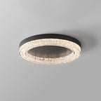 Modern Luxury Round Ice Cracks Hardware Resin LED Flush Mount Ceiling Light For Living Room