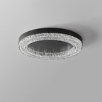 Modern Luxury Round Ice Cracks Hardware Resin LED Flush Mount Ceiling Light For Living Room