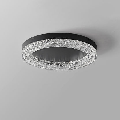 Modern Luxury Round Ice Cracks Hardware Resin LED Flush Mount Ceiling Light For Living Room