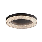Modern Luxury Round Ice Cracks Hardware Resin LED Flush Mount Ceiling Light For Living Room
