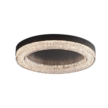 Modern Luxury Round Ice Cracks Hardware Resin LED Flush Mount Ceiling Light For Living Room