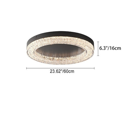 Modern Luxury Round Ice Cracks Hardware Resin LED Flush Mount Ceiling Light For Living Room